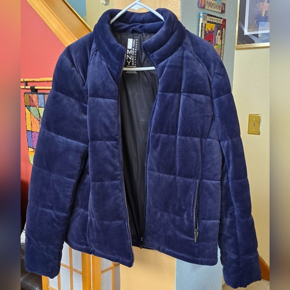 NWOT Marc New York navy quilted velvet puffer jacket size large - Picture 5 of 12